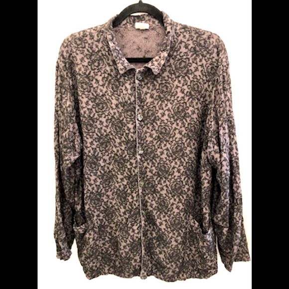 CP Shades Vintage Black Floral Button Up Top Jacket Size Medium Style R927-365 - Picture 1 of 10